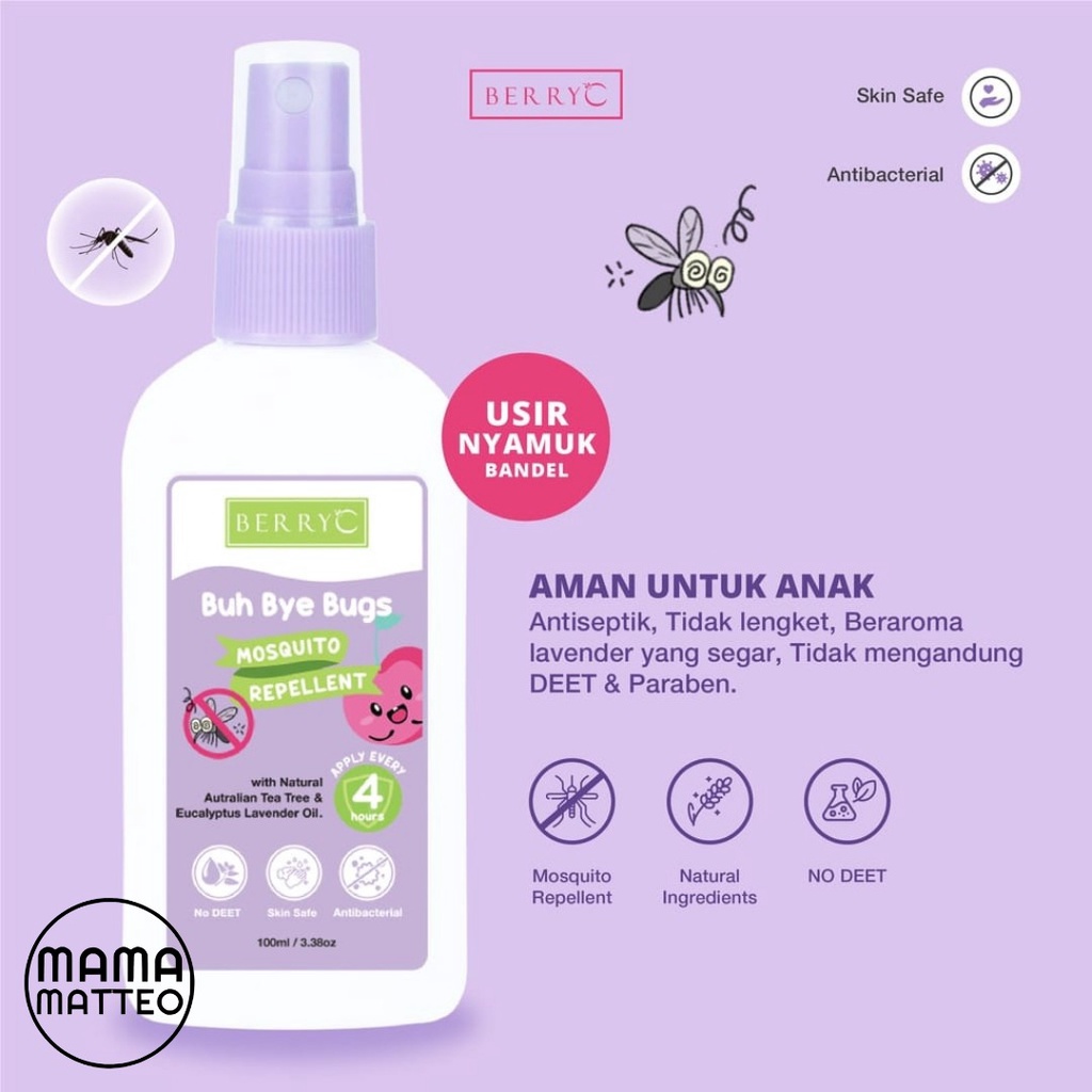 BerryC Buh Bye Bugs Mosquito Repellent + Antibacterial 100ml / Berry C Pengusir Nyamuk untuk Anak dan Dewasa / BANDUNG