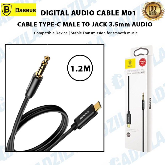 BASEUS YIVEN M01 TYPE C MALE TO JACK 3.5MM MALE AUDIO CABLE SPEAKER
