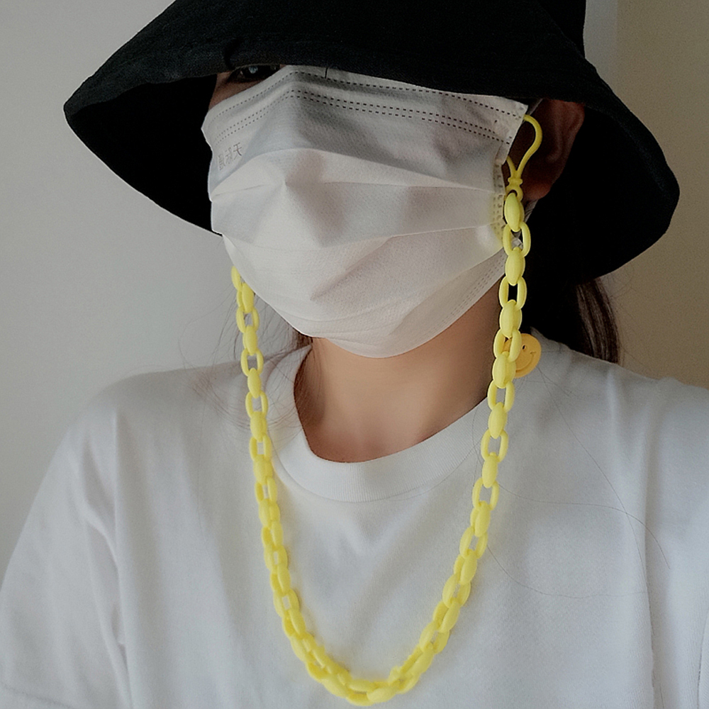 Kalung Rantai Lanyard Kacamata Bahan Akrilik Motif Smiley Face Anti Hilang Gaya Korea