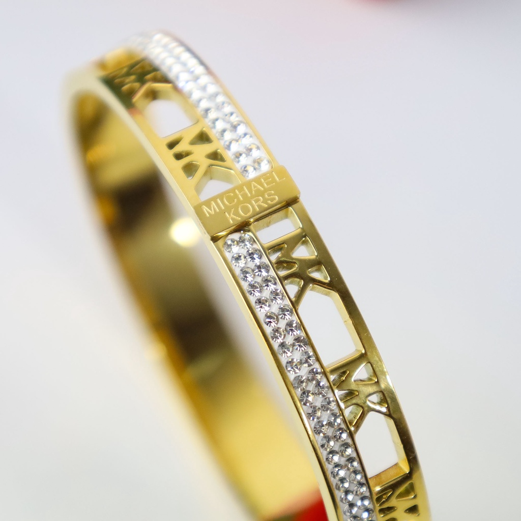 Aksesoris titanium import Gelang Bangle MK zircon   style anti karat bisa COD