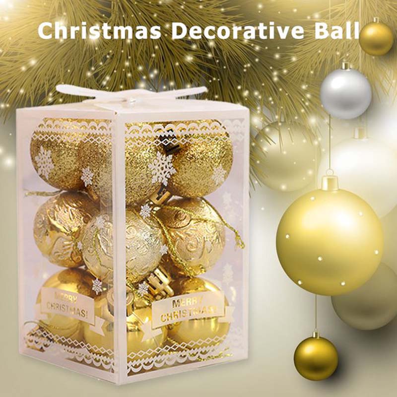 12pcs / Set Bola Natal Aneka Warna Anti Pecah Dengan Tali Untuk Pesta Pernikahan