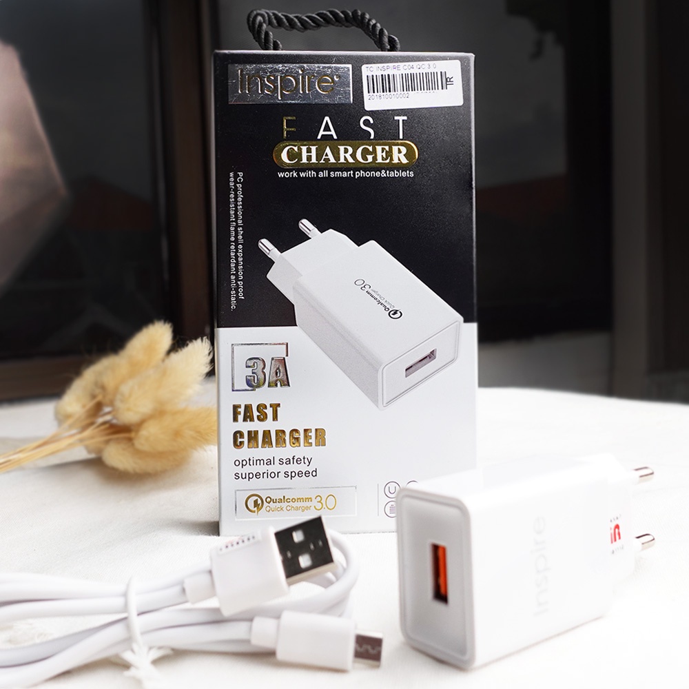 TRAVEL CHARGER ADAPTOR CHARGER INSPIRE C04 QUALCOMM 3.0 FAST CHARGING 3A TRAVEL CHARGER SAMSUNG