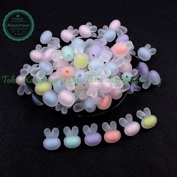 [ 15pcs ] Manik Manik Mote Frosted Bunny Bening &amp; Doff Mute isi Rabbit Bahan Craft &amp; DIY