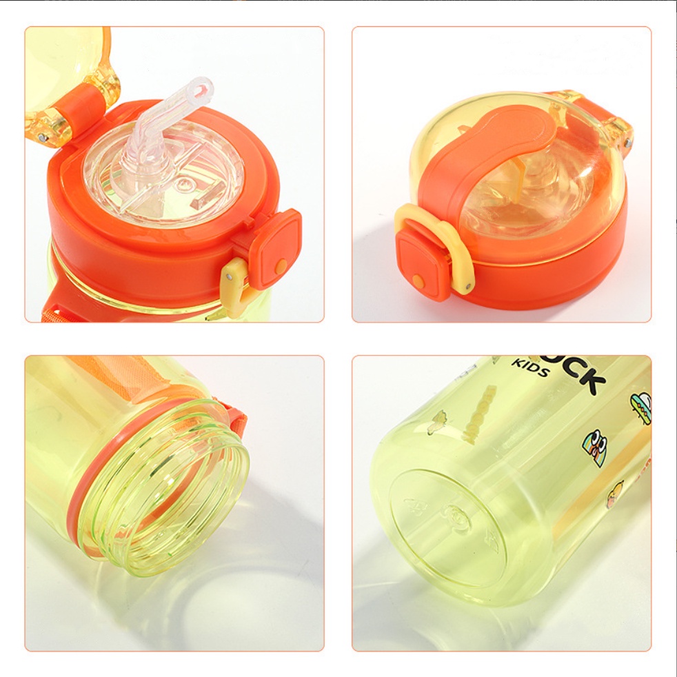 [SMALL BELL]Botol Minum Import Kualitas Tinggi/Botol Minum Lucu Motif Karakter Imut dengan Sedotan Tempat Air Minum Sedotan Straw Water Bottle Wadah/Botol minunJerami Anak Karakter duck 550ML