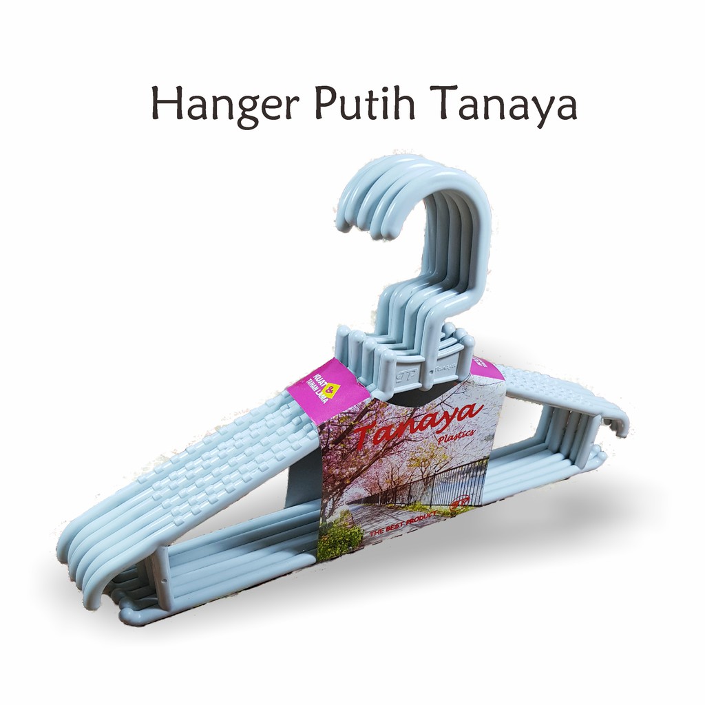 6 pcs Hanger pakaian/ Hanger plastik putih/ Gantungan baju / Gantungan pakaian putih (HANGER TANAYA 