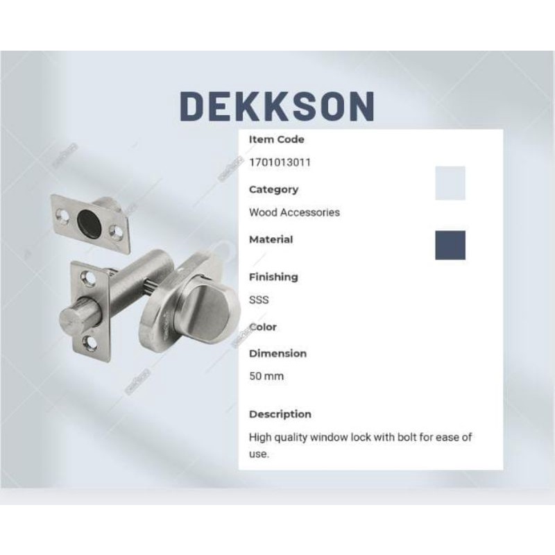 GRENDEL PUTAR DEKKSON,  KUNCI JENDELA DEKKSON