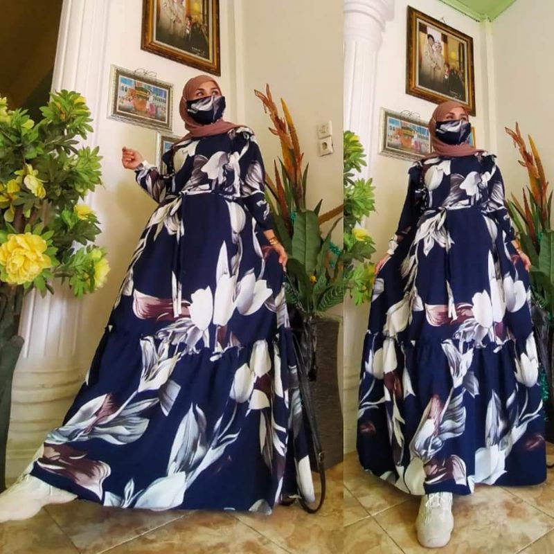 Gamis + Masker warna navy