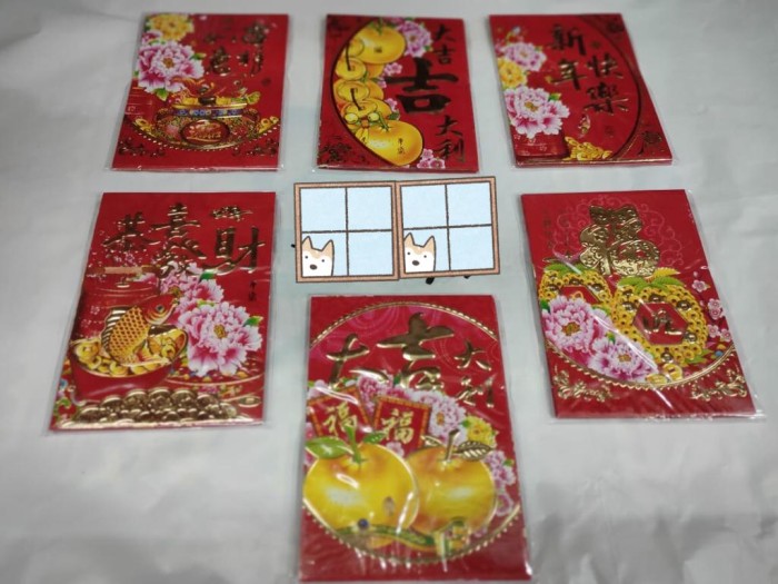 

Kertas angpao imlek sincia amplop uang motif ikan koi hoki jeruk nanas