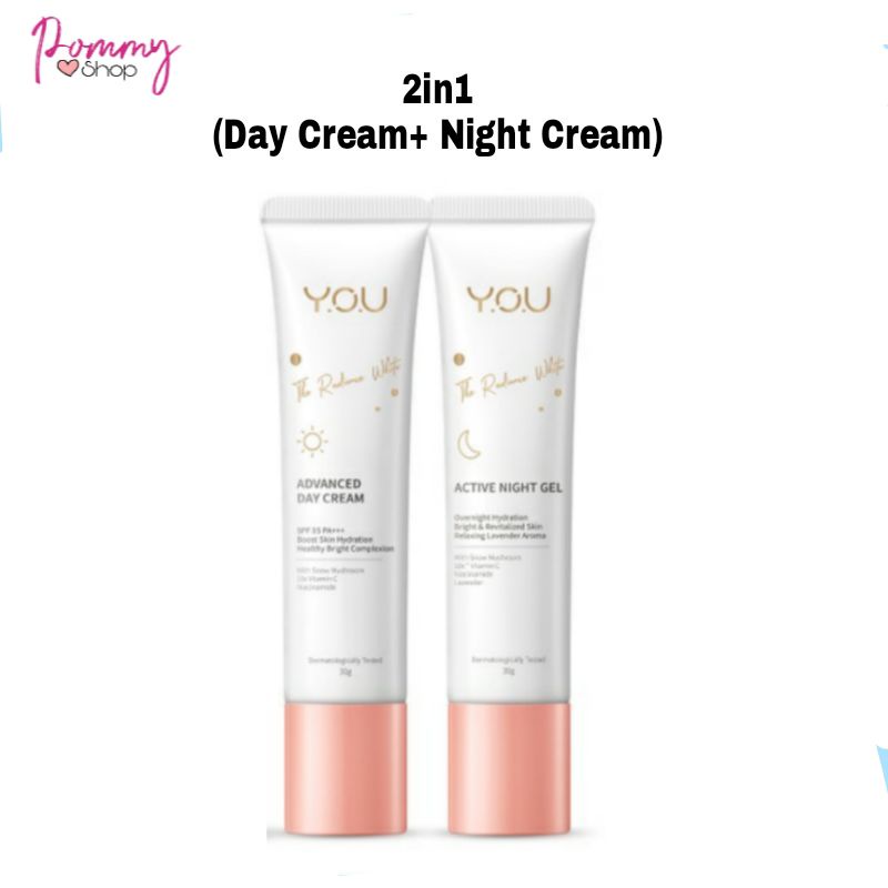Kosmetik You Radiance White Series Paket (Day Cream/Night Gel/Nourishing Serum /Facial Foam/Toner)