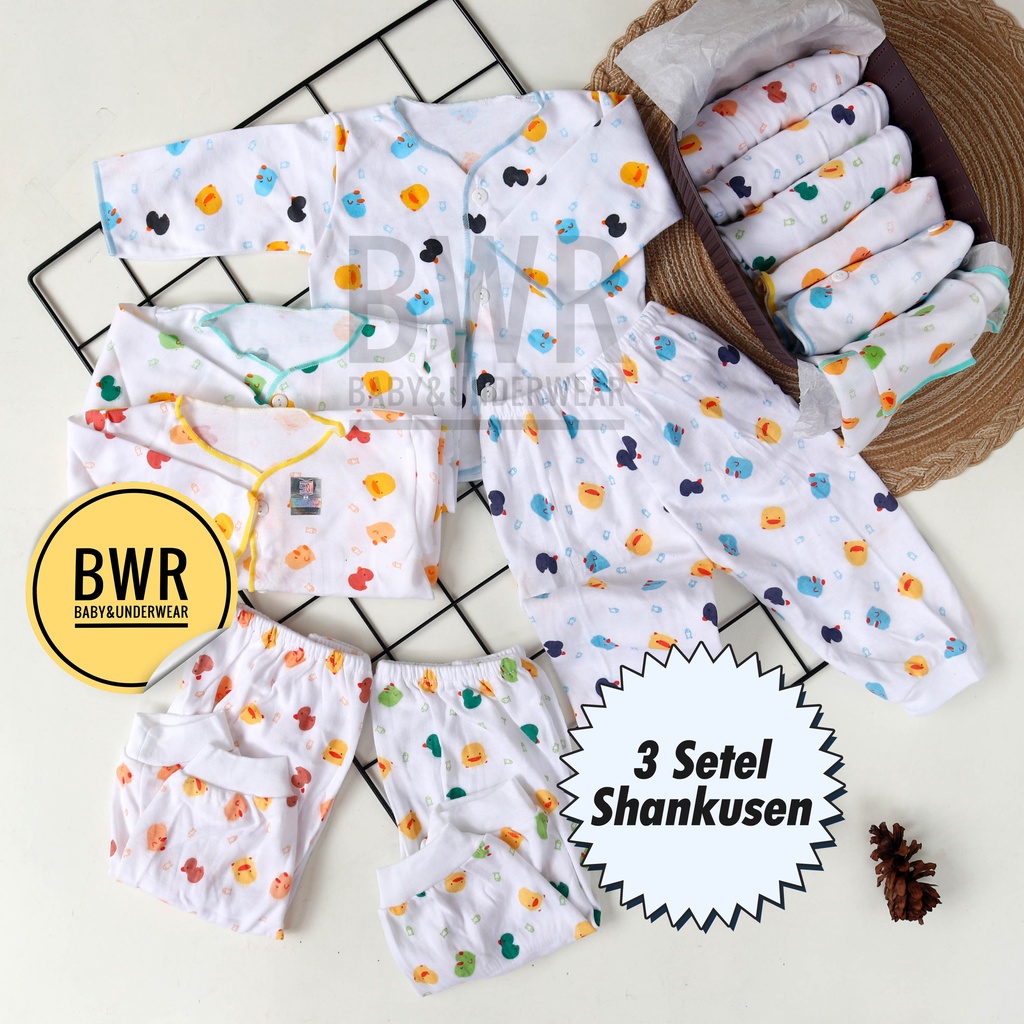 [ 3 Setel ] Paket Setelan SHANKUSEN Pakaian Bayi Newborn Hampers 3pc Baju + 3pc Celana | Bwr IX