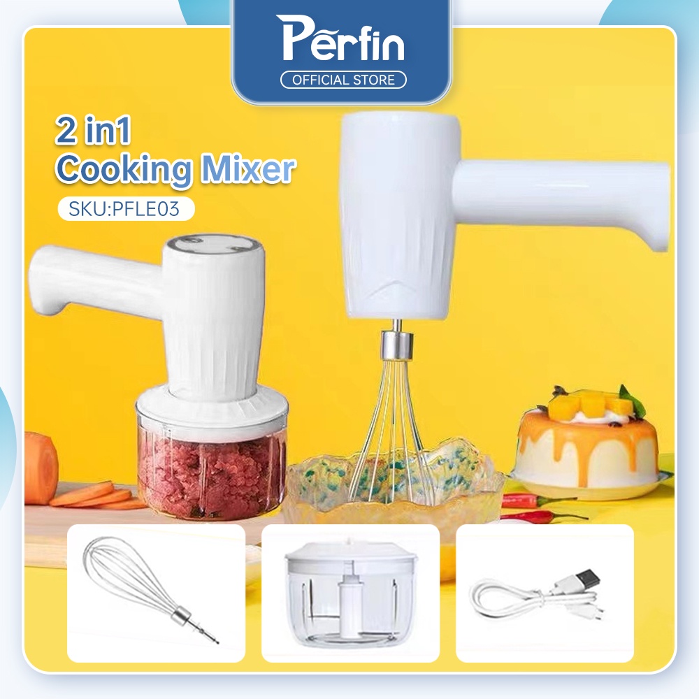 Perfin PBLE03 Blender Daging/Food Processor/Penggiling Daging/Hand Mixer Putih 2 in 1