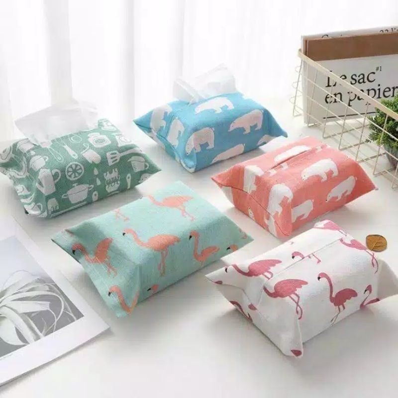 Kotak Tempat Tissue Kain Motif Lucu Bagus Kanvas Cover Tissue Mobil Tissu Tisu Tempat