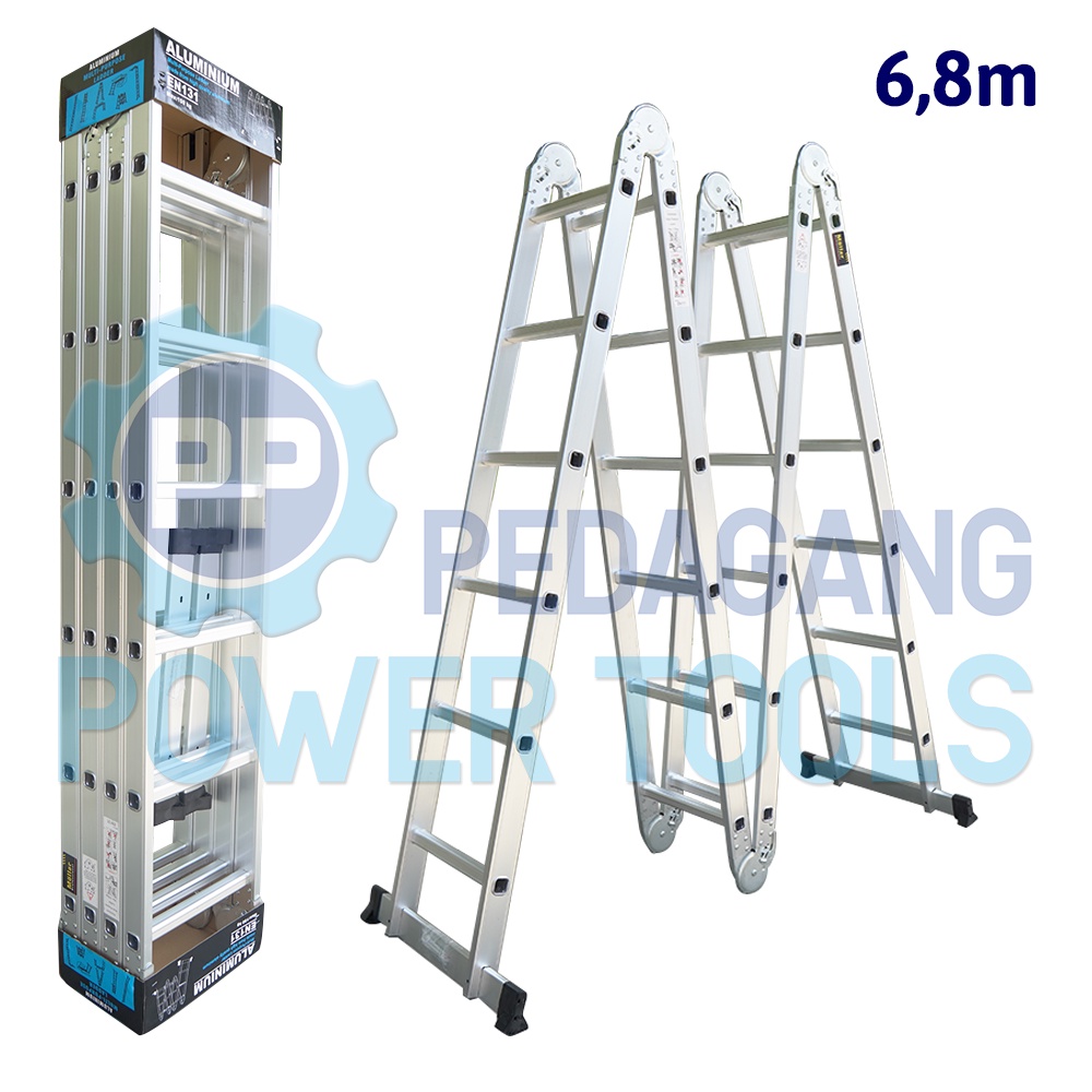 TANGGA LIPAT A 6.8 METER MULTIFUNGSI ALUMINIUM DOUBLE LADDER 4 X 6