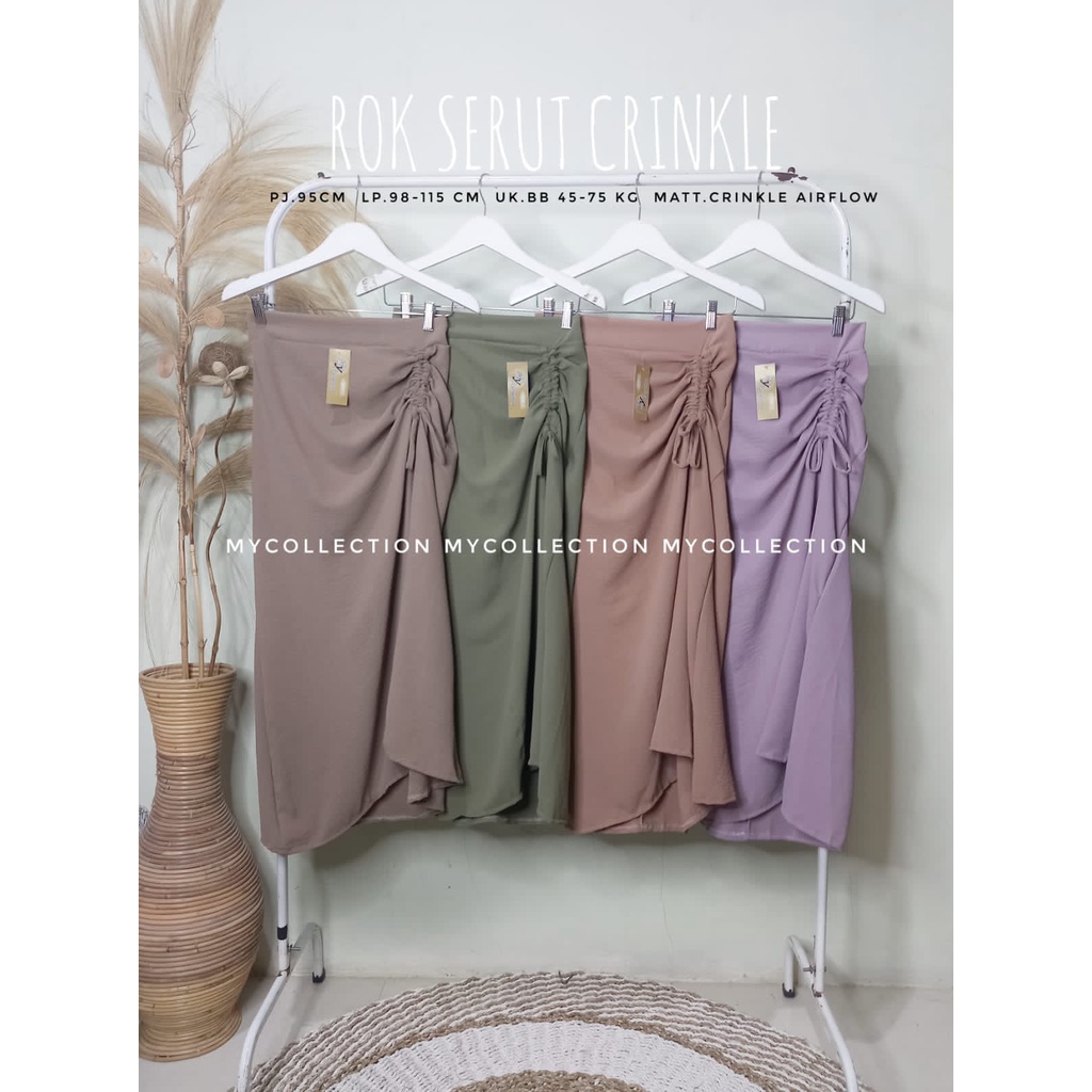 (BISA COD)SKIRT PREMIUM KOREAN STYLE ROK SERUT CRINKLE AIRFLOW//ROK SERUT VIRAL//ROK SERUT JUMBO-3