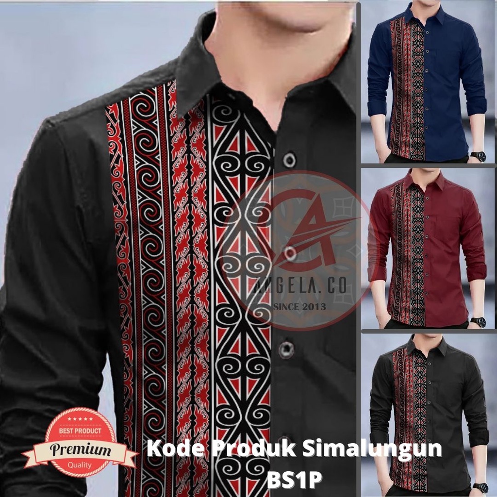 Angelaco | Batik Ulos Pria Motif Simalungun Lengan Panjang BS1