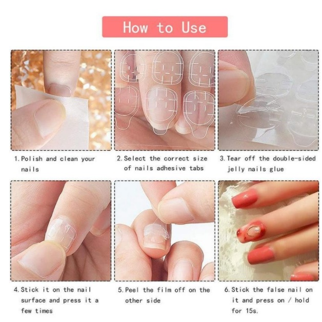 Lem Jelly 24pcs/Lembar Lem Kuku Palsu Gel Double Tape Nail Glue 1Piece