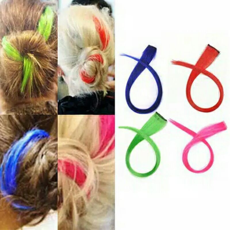 Individual hair clip / single hair clip / warna warni / rambut palsu / jepit rambut warna / pewarna