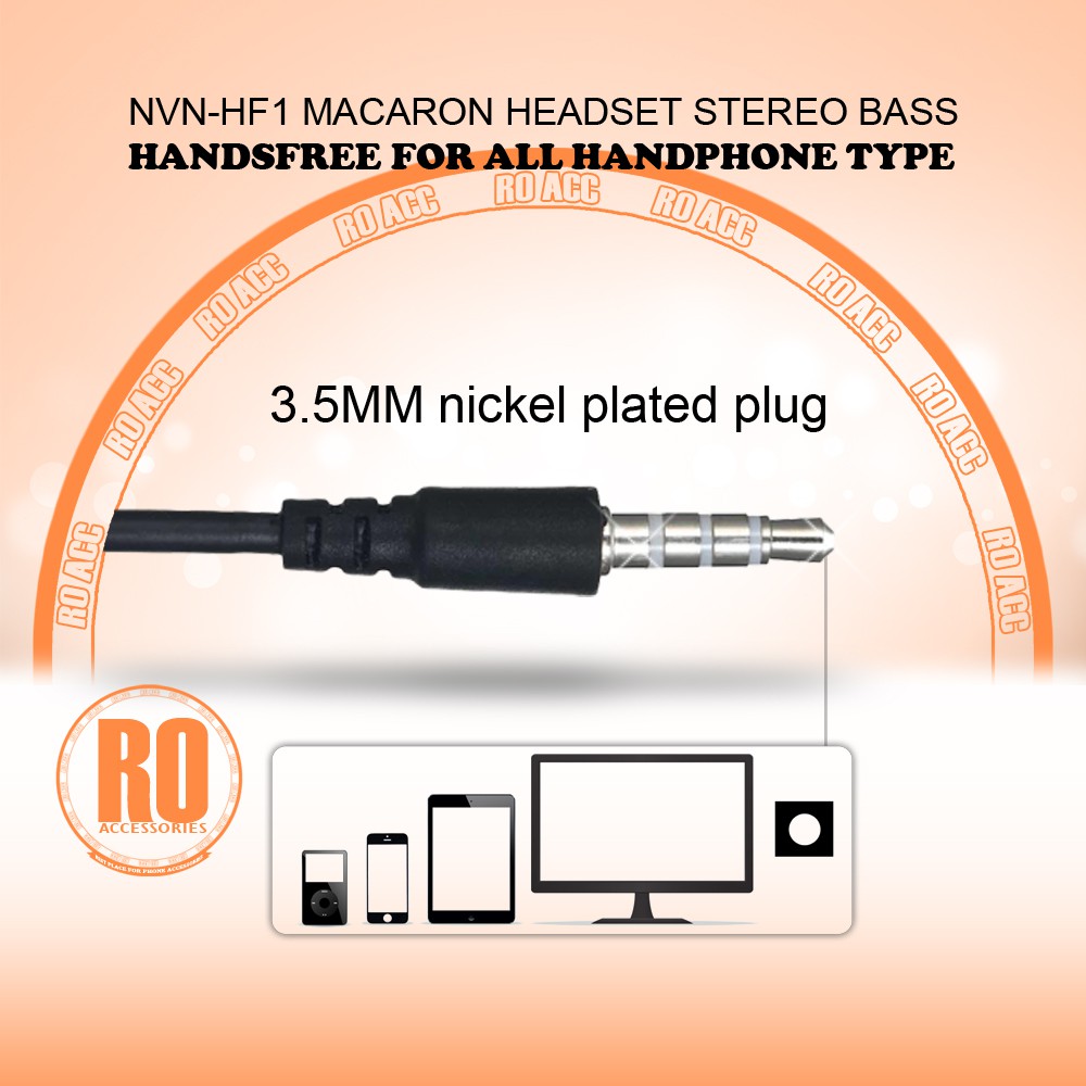 [RO ACC] NVN-HF1 MACARON HEADSET STEREO BASS HANDSFREE ALL TIPE HP