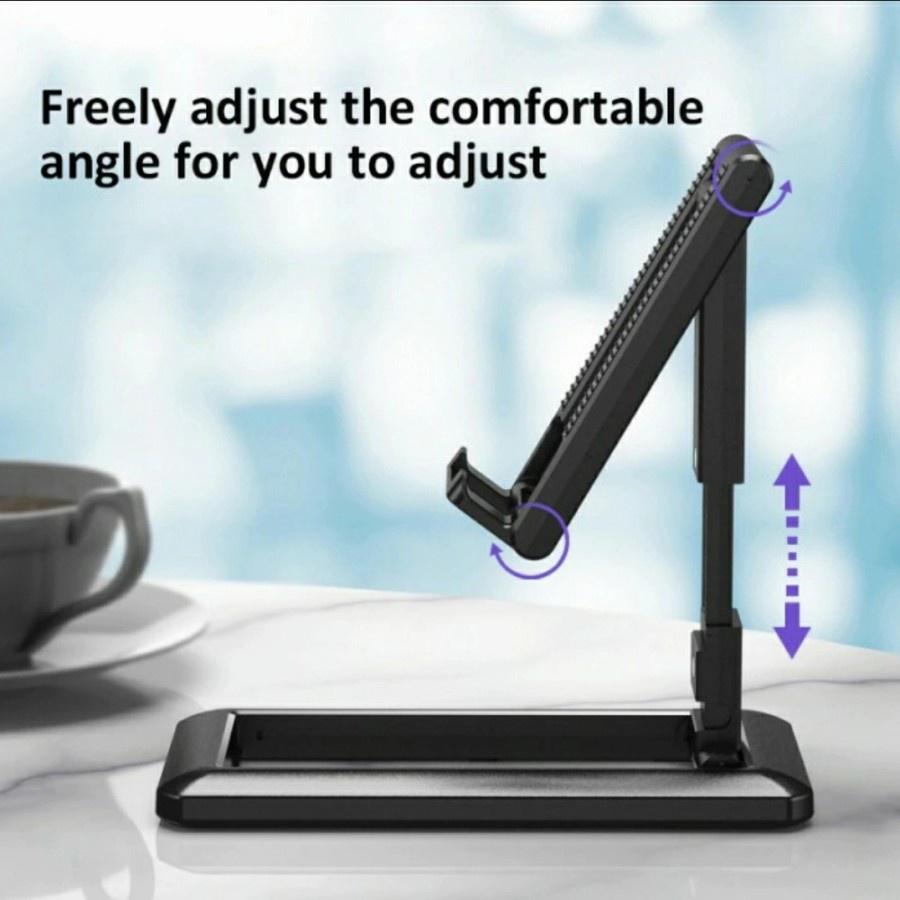 Liftable Foldable Phone Holder Hp Meja Universal Stand Folding Desktop Lipat Kartu Stand dudukan Handphone Live Allumunium Alloy Tablet Ipad Gadget