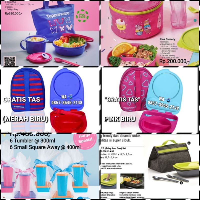 Free ongkir  Kotak bekal tupperware I kotak bekal murah I lunch box tupperware / smiley lunch set/ k