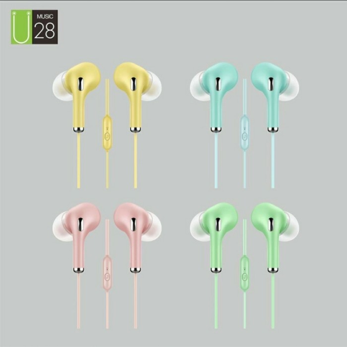 HEADSET MACARON U28 - HEADSET JACK 3.5 WARNA WARNI U28 SUPERBASS - BC