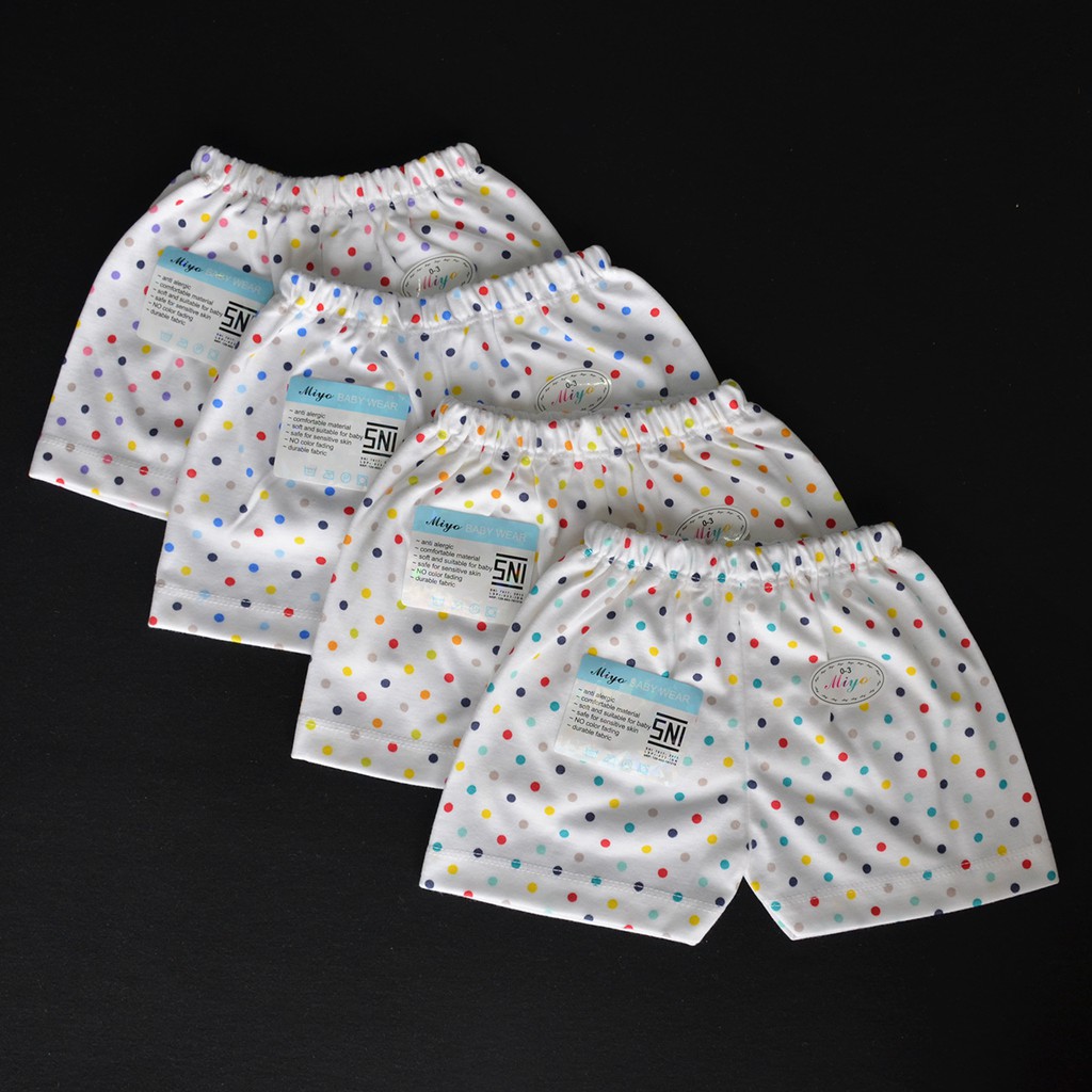 MIYO 4 Pcs Celana Pendek Bayi/Baby Polkadot (0-3M)