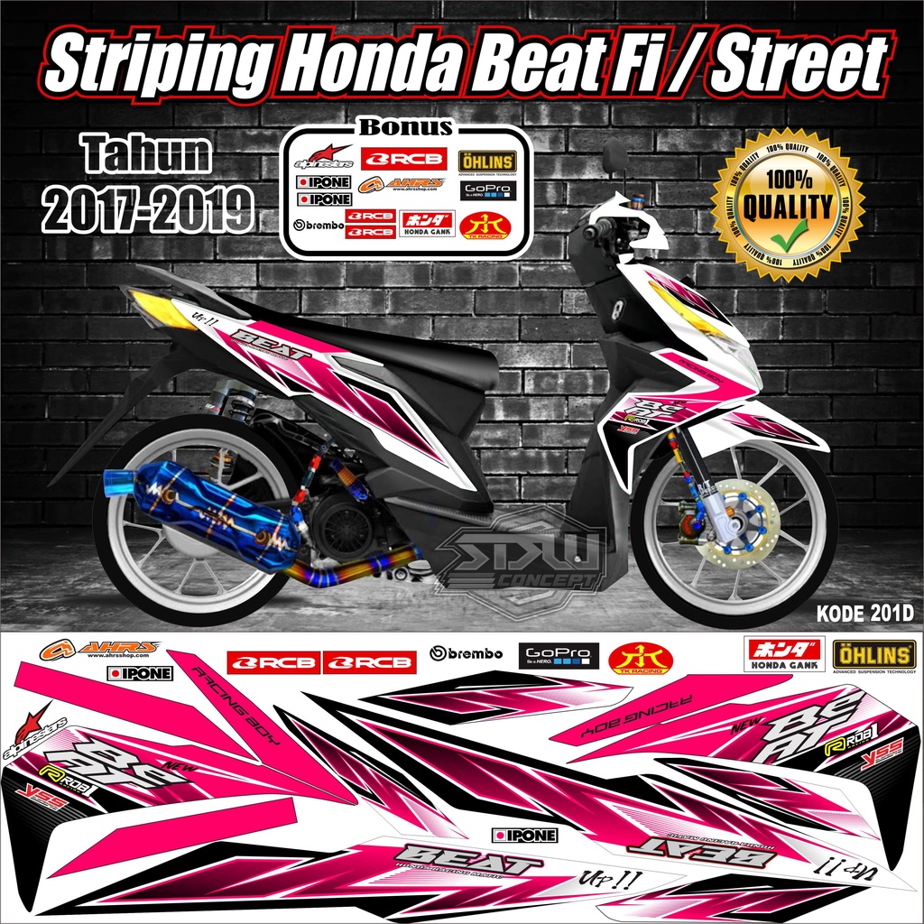 Striping Beat 2017-2019  Stiker Lis Motor Beat Variasi kode 201