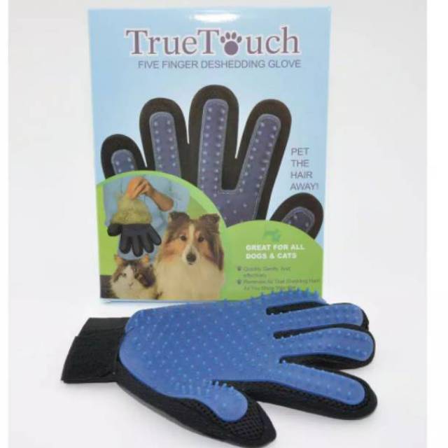 True Touch Pet Glove / Sarung Tangan Pemijat Perapi Bulu hewan Anjing &amp; Kucing peliharaan