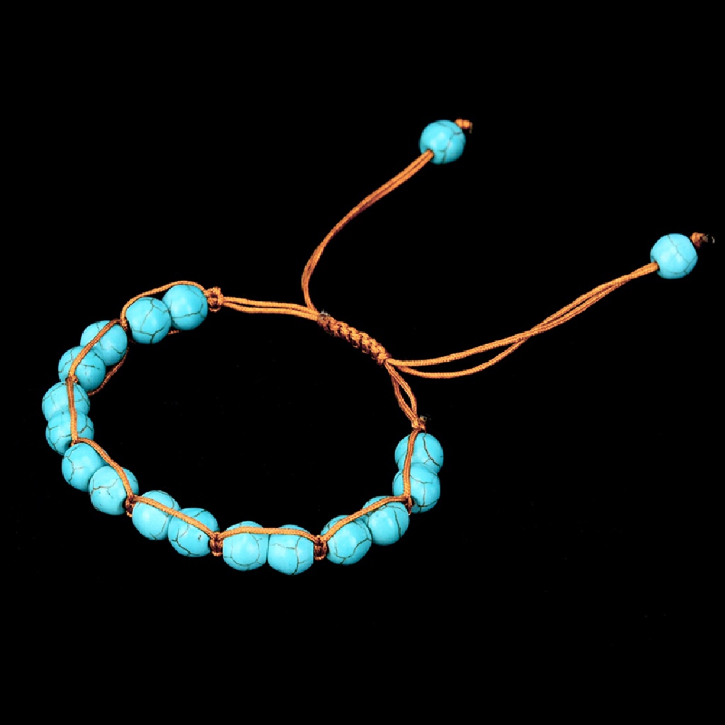 (AdornmentNo1) Gelang Tangan Elastis Gaya Boho Aksen Batu Turquoise Untuk Perhiasan Wanita / Pantai