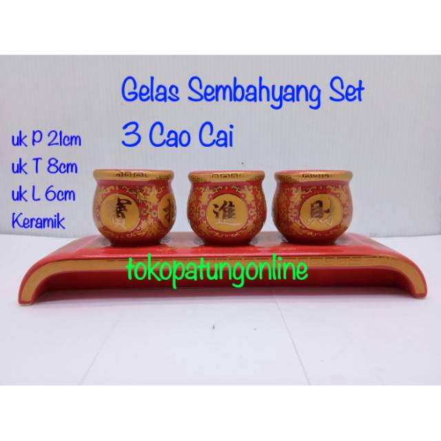 Gelas Sembahyang Set 3 Cao Cai Bulat