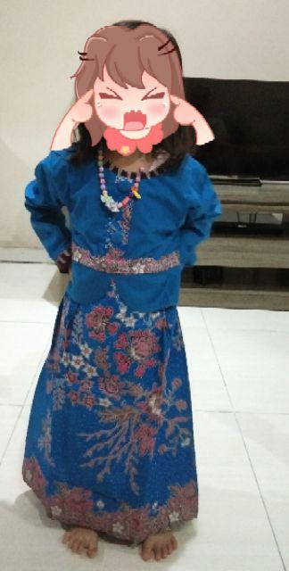 Qnunbatik Gamis Batik Muslim Anak  Kd Melati Dasar Warna