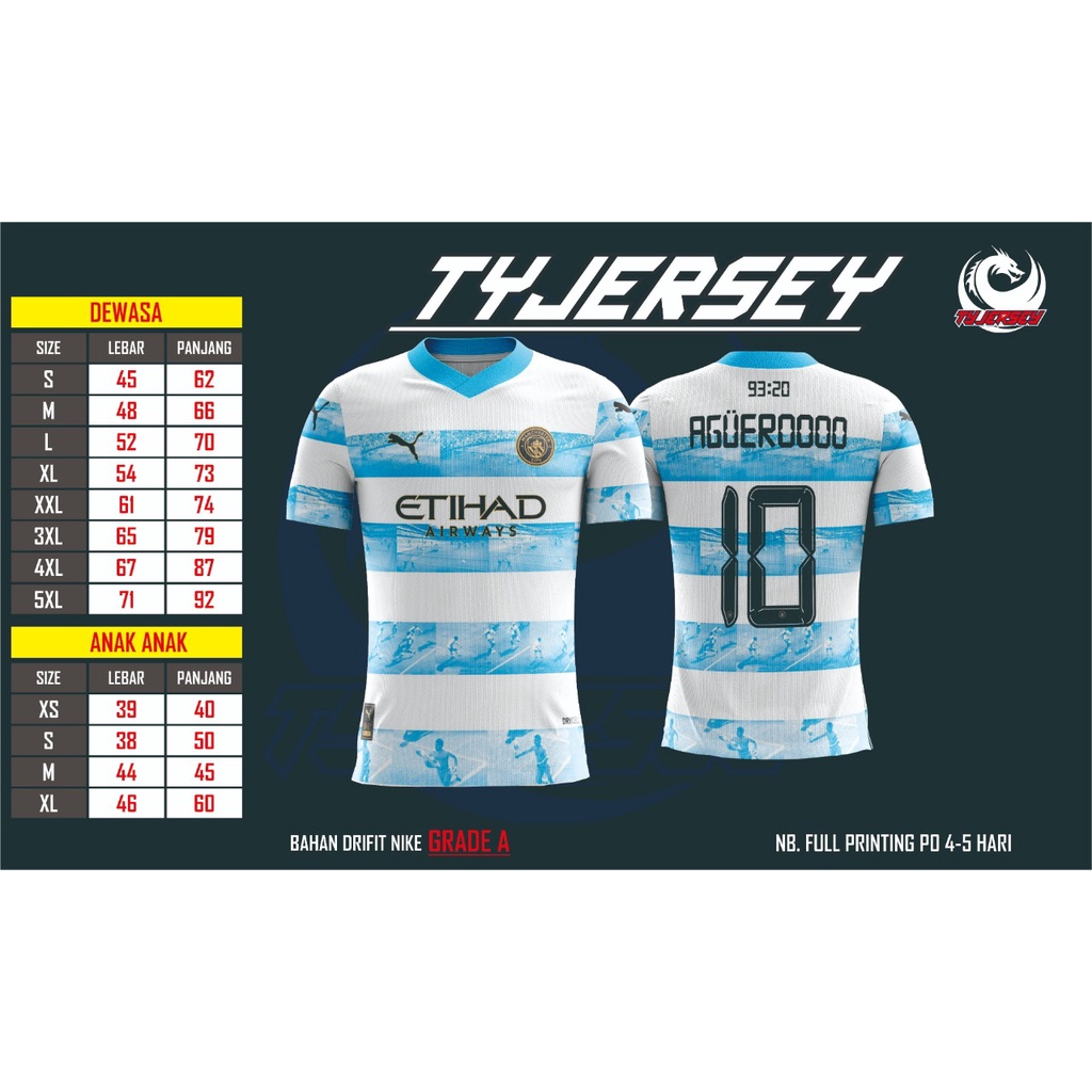 JERSEY MANCHESTER CITY KONSEP KUN AGUERO FULL PRINTING