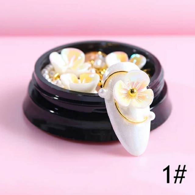 Hiasan Kuku Rhinestone flower nail art aksesoris kuku wedding bunga nailart nail art nail aksesoris