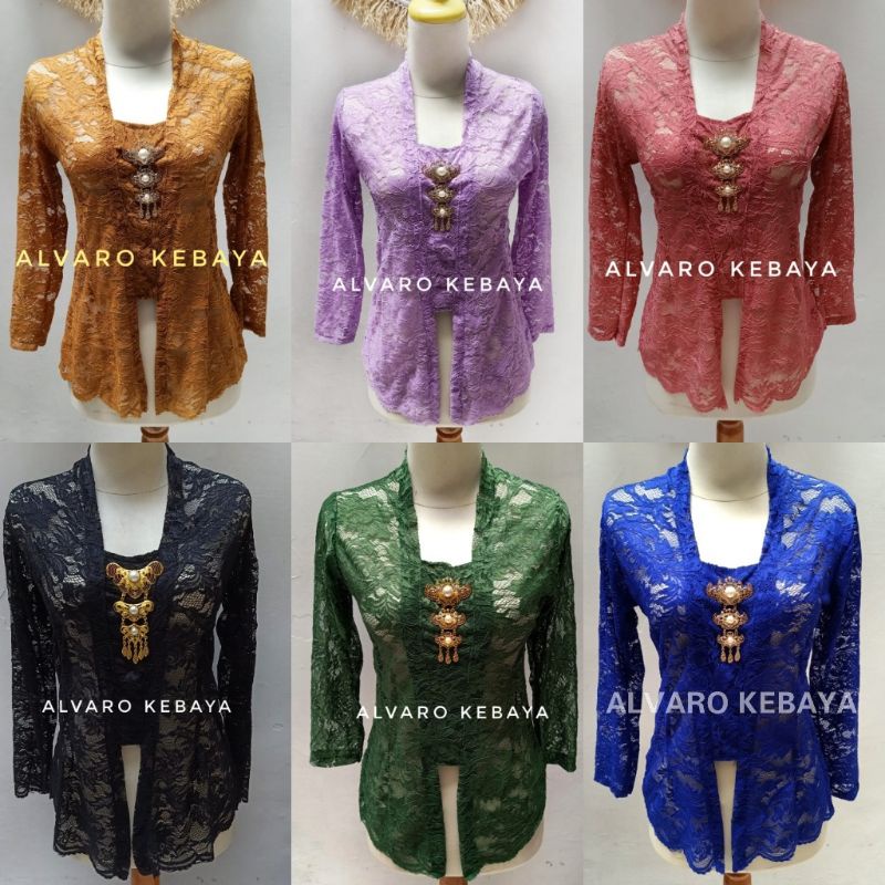 Atasan kebaya brokat halus stretch - kebaya kutubaru brukat modern wisuda halus tidak gatal strait melar-4