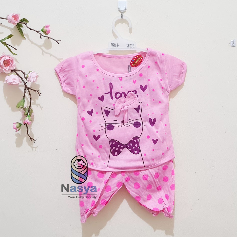 [N-034] Setelan Baju Bayi perempuan motif animal (0-6 bulan) Lucu dan Murah