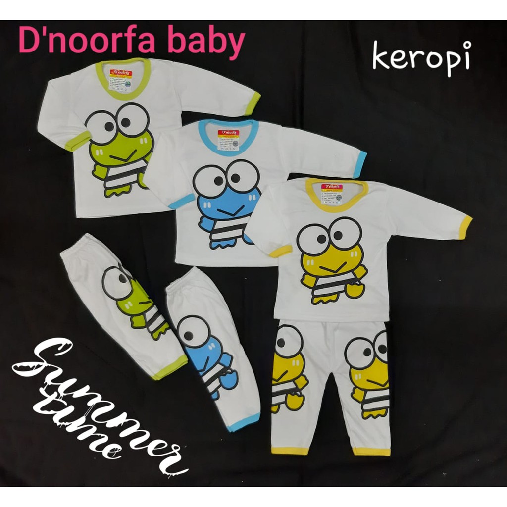 3Stel Baju Bayi Tangan Panjang/Baju Bayi Karakter Keropi / Baju Bayi Panjang /Piyama Bayi/Kaos Bayi