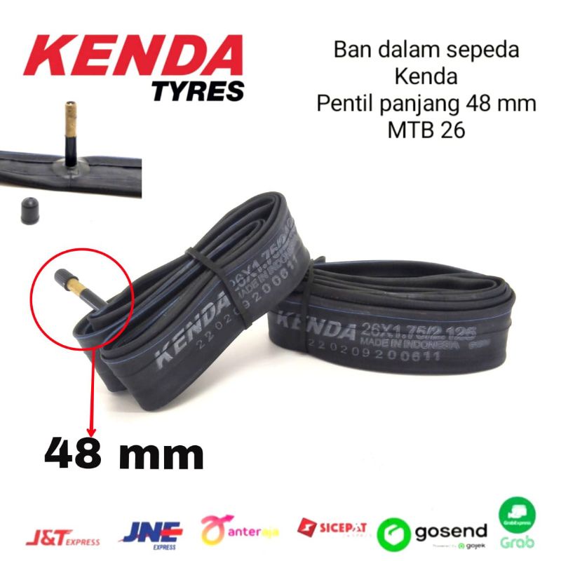 ban dalam sepeda kenda 26 x 1.75 / 1.95 / 2.00 / 2.10 / 2.125 AV pentil panjang 48 mm mtb thrill xc