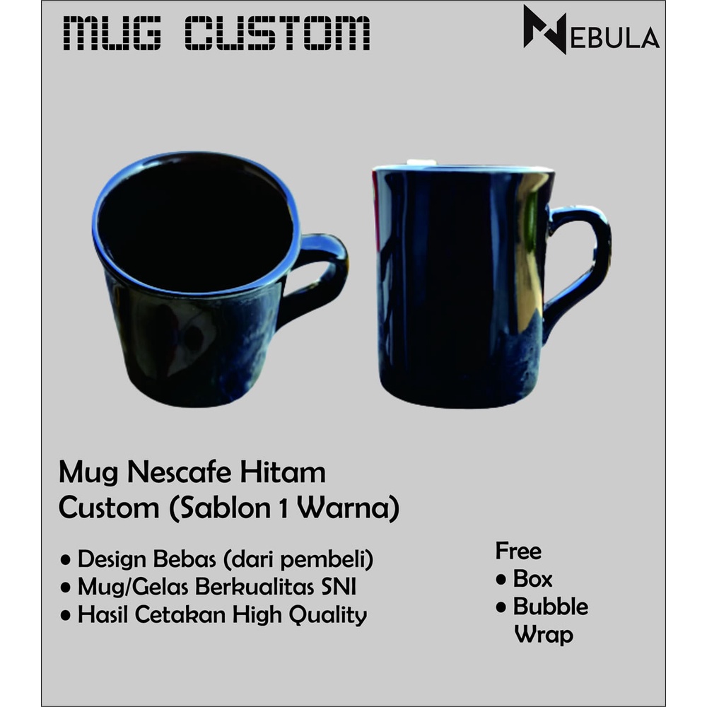 Mug Nescafe Hitam Sablon 1 Warna