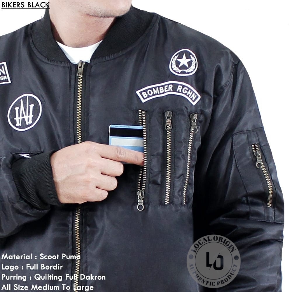 JAKET BOMBER PRIA PREMIUM BORDIR BIKERS ORIGINAL