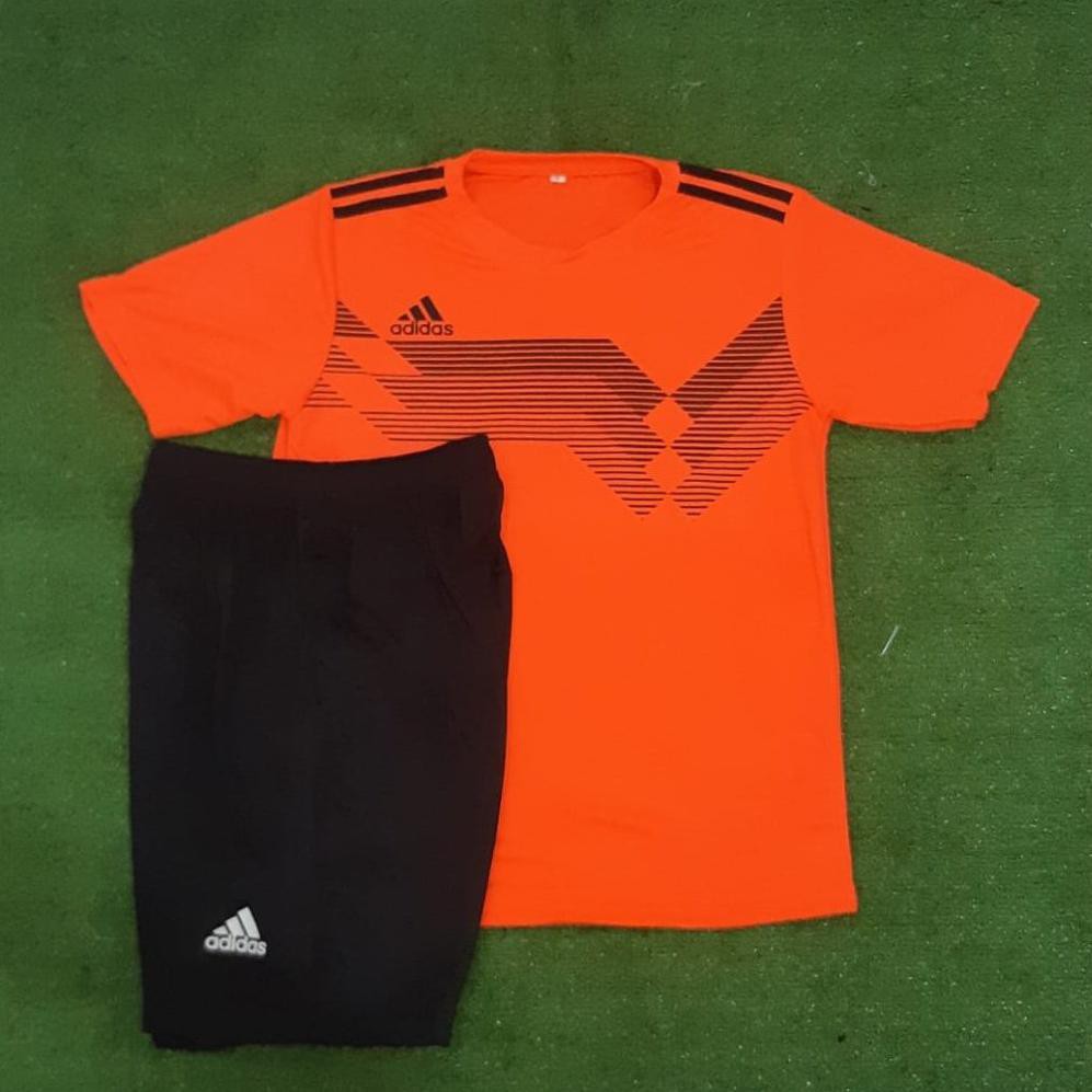 Promo Baju Jersey Baju Setelan Futsal Bola Adidas Jerman Orange Hitam Celana Hitam Sale