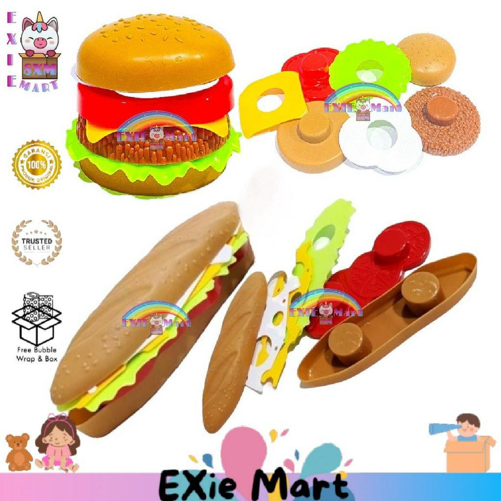 MAINAN ANAK DIY HAMBURGER SANDWICH HOTDOG - MINIATUR HOTDOG SANDWICH BURGER GOURMET - BURGER HOTDOG 