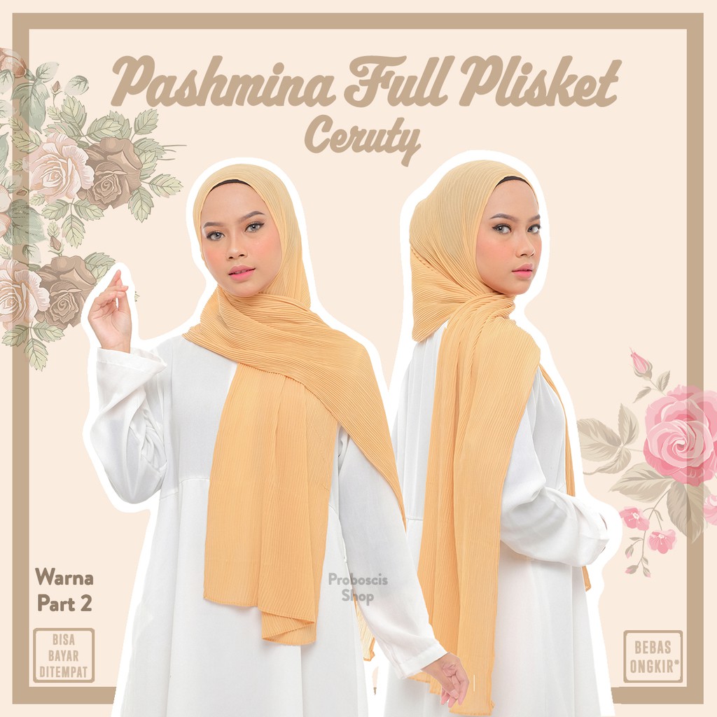 Pashmina Full Plisket Ceruty Jilbab Pleats | Hijab Pashmina | Warna Part 2