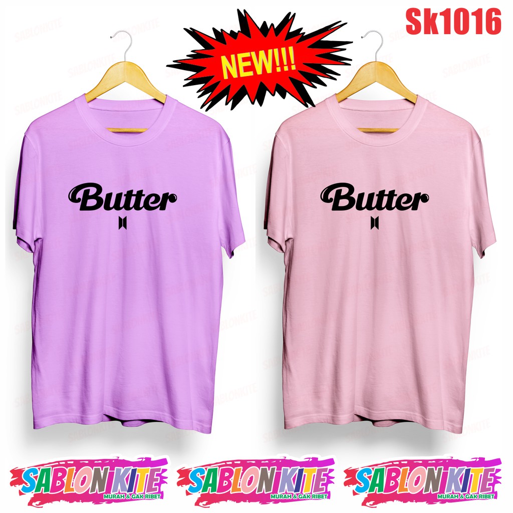 MURAH!!! KAOS  KPOP BUTTER SK1016 BESAR ADA 8WARNA UNISEX COMBED 30S