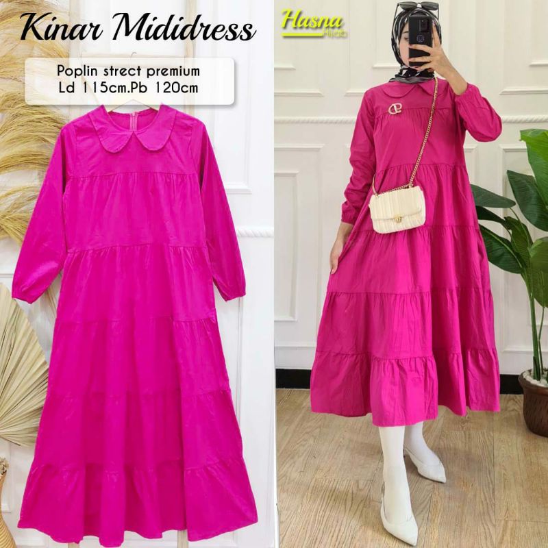 Gamis wanita bestseller kinan mididress by Hasna Fashion