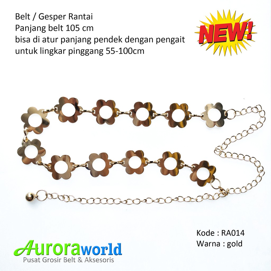 Auroraworld belt rantai sabuk rantai ikat pinggang untuk gamis, dress, tunik