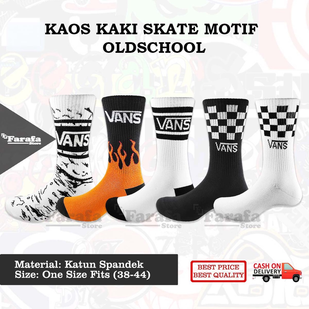 Kaos Kaki Skate Kaos Kaki Distro Kaos Kaki Old School Motif Vans Bahan Katun Premium