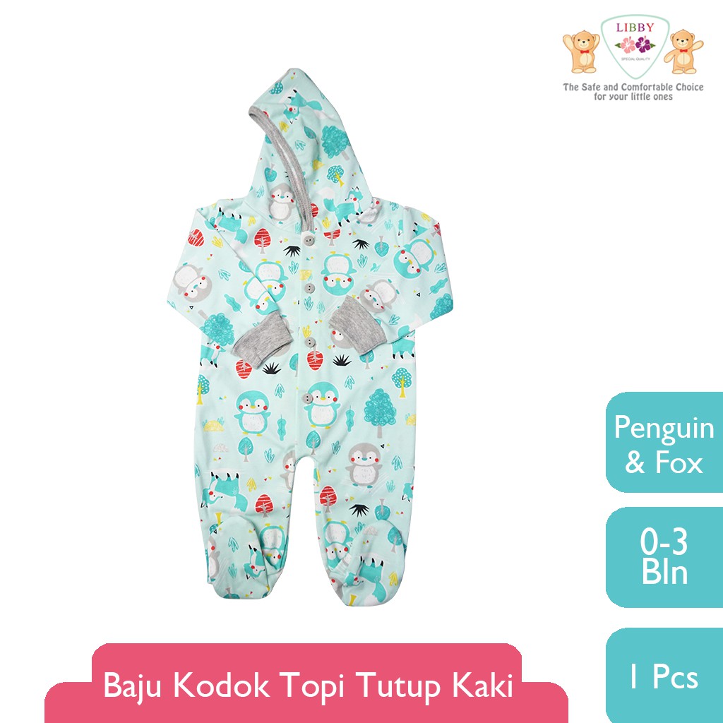 LIBBY 1 pcs Baju Kodok Panjang Tutup Kaki Pakai Topi Motif Song Of Lullaby (1pcs)-4
