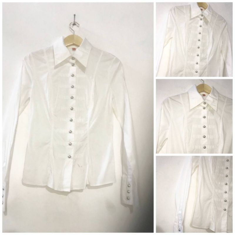 Esprit Shirt Kemeja Blouse Putih Polos Wanita Women Original
