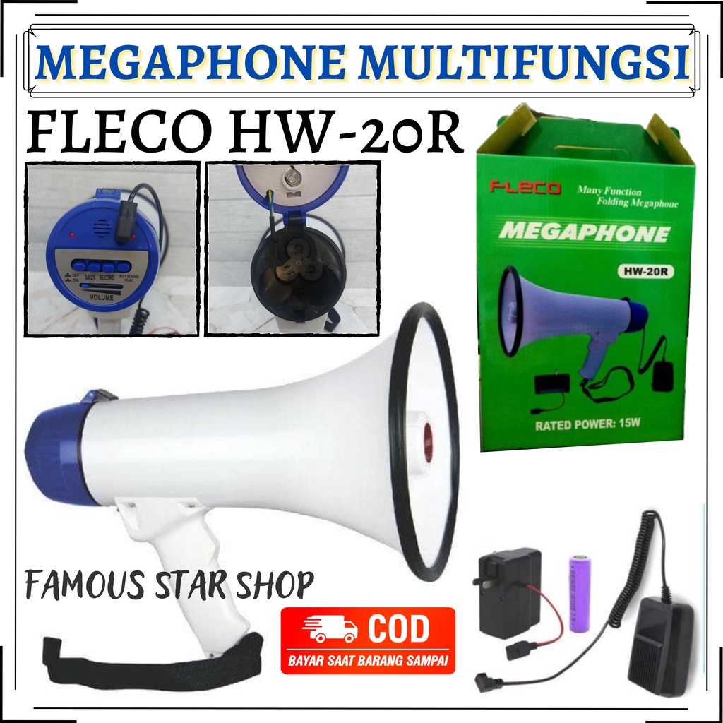 TERMURAH - TOA Megaphone // Pengeras Suara // Fleco HW-20R // Megaphone atau Toa Besar Fleco Multifungsi HW-20R | FMS