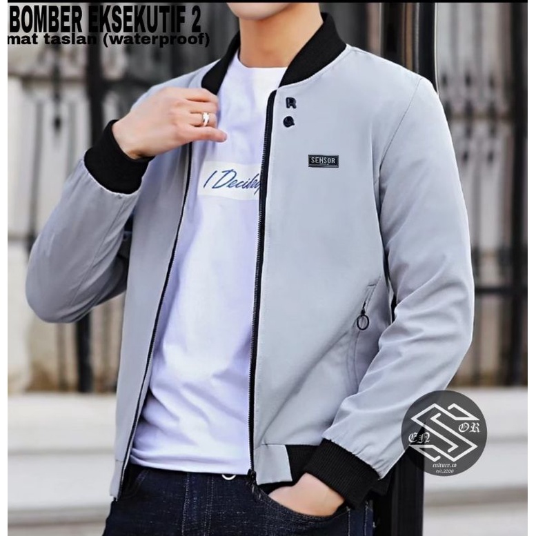 jaket bomber pria eksekutiv terbaru / bomber pria polos two sensor premium